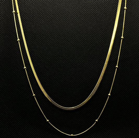 Double Chain Necklace | Gold Plated Stainless Steel